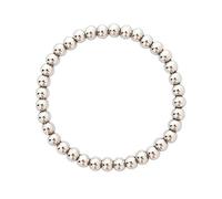BaubleStar Damen 6mm Beads Armband Silber Kugelarmband Pärchen Perlenarmband Armkette aus Edelstahl Kugel Geschenk Schmuck für Frauen Mädchen