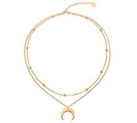 BaubleStar Damen Layered Kette Halbmond Anhänger Zarte Mehrreihige Kette mit Mond Anhänger aus Titan nickelfrei