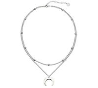 BaubleStar Damen Layered Kette Halbmond Anhänger Zarte Mehrreihige Kette mit Mond Anhänger aus Titan nickelfrei