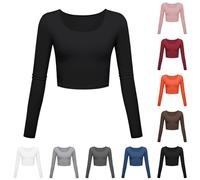 Bauchfreies Schwarzes Weißes Oberteil Damen Y2K Langarm Enges Tshirt Teenager Mädchen Gym Tops Shirt Clothes Elegant Corset Crop Top Basic Sport Langarmshirt Bluse Party Oberteile Frauen