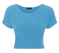 Bauchfreies Top, kurzärmlig, einfarbig, Größe 34 bis 40, blau