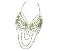 Bauchkette mit Muscheln und Perlen verziert, für Saison, Festival, Körperschmuck, Anhänger für äquatoriale Fotoshootings, Perlenkette, One Size, Wie beschrieben, Wie beschrieben