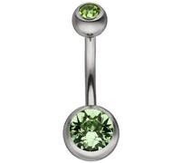 Bauchnabel Piercing Edelstahl mit Kristallsteinen grün