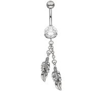 Bauchnabel Piercing Feder aus Edelstahl mit Kristallstein