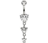 Bauchnabel Piercing Herzen Edelstahl 4 Zirkonia