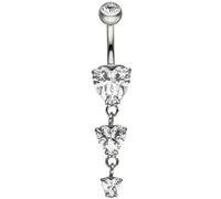 Bauchnabel Piercing Herzen Edelstahl 4 Zirkonia
