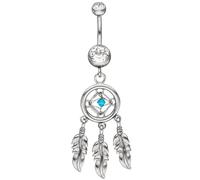 Bauchnabel Piercing Traumfänger aus Edelstahl mit Kristallsteinen