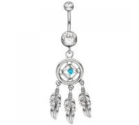 Bauchnabel Piercing Traumfänger aus Edelstahl mit Kristallsteinen