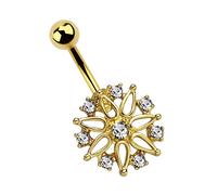 Bauchnabelpiercing ADELIA´S "Piercing - Bauchnabelpiercing 316L Stahl Blume Stein", klar, Piercings, Damen, Blume mit Stein, Ø 2 mm, 1,6 mm Stärke, 316L Stahl (21753257-0) klar