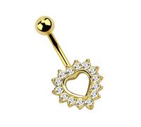 Bauchnabelpiercing ADELIA´S "Piercing - Bauchnabelpiercing 316L Stahl Herz Stein", grün, türkis, Piercings, Damen, Herz mit Stein, Ø 16 mm, 1,6 mm Stärke, 316L Stahl (83333326-0) grün, türkis