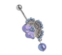 Bauchnabelpiercing ADELIA´S "Piercing Bauchnabelpiercing", blau (hellblau), Piercings, Damen, onesize, Titan, Blume mit vielen kleinen Perlen (95070258-0) hellblau
