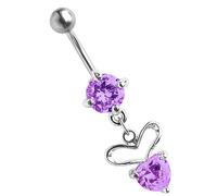 Bauchnabelpiercing ADELIA´S "Piercing Bauchnabelpiercing", lila, Piercings, Damen, onesize, Titan, Banane mit rundem, gefasstem Zirkonia (16924134-0) lila