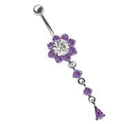 Bauchnabelpiercing ADELIA´S "Piercing Bauchnabelpiercing", lila, Piercings, Damen, onesize, Titan, Blume mit Hänger und Steinen (25447107-0) lila