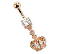 Bauchnabelpiercing ADELIA´S "Piercing - Bauchnabelpiercing Messing Krone Stein", gold, Piercings, Damen, Krone mit Stein, Ø 11 mm, 1,6 mm Stärke, Messing (87544324-0) gold