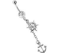 Bauchnabelpiercing ADELIA´S "Piercing - Bauchnabelpiercing Pewter Anker Stein", klar, Piercings, Damen, Anker mit Stein, 50 mm Länge, 1,6 mm Stärke, Pewter (55944864-0) klar