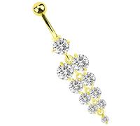 Bauchnabelpiercing ADELIA´S "Piercing - Bauchnabelpiercing Pewter Banane Stein", gold, Piercings, Damen, Banane mit Stein, 5 mm Länge, 1,6 mm Stärke, Pewter (33550239-0) gold
