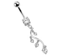 Bauchnabelpiercing ADELIA´S "Piercing - Bauchnabelpiercing Pewter Banane Stein", lavenda, Piercings, Damen, Banane mit Stein, 32 mm Länge, 1,6 mm Stärke, Pewter (65426446-0) lavenda