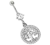 Bauchnabelpiercing ADELIA´S "Piercing - Bauchnabelpiercing Pewter Baum des Lebens Stein", silber, Piercings, Damen, Baum des Lebens mit Stein, Ø 12 mm, 1,6 mm Stärke, Pewter (10980424-0) silber