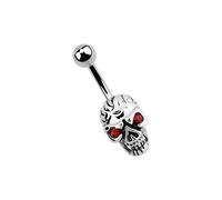 Bauchnabelpiercing ADELIA´S "Piercing - Bauchnabelpiercing Pewter Totenkopf Opal", klar, Piercings, Damen, Totenkopf mit Opal, 14 mm Länge, 1,6 mm Stärke, Pewter (22440417-0) klar