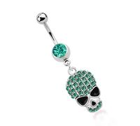 Bauchnabelpiercing ADELIA´S "Piercing - Bauchnabelpiercing Pewter Totenkopf Opal", klar, Piercings, Damen, Totenkopf mit Opal, 20 mm Länge, 1,6 mm Stärke, Pewter (85501239-0) klar