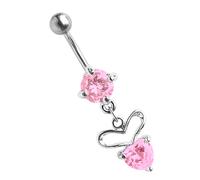 Bauchnabelpiercing ADELIA´S "Piercing Bauchnabelpiercing", rosa, Piercings, Damen, onesize, Titan, Banane mit rundem, gefasstem Zirkonia (37499652-0) rosa