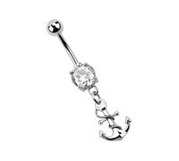 Bauchnabelpiercing ADELIA´S "Piercing - Bauchnabelpiercing Silber Anker Stein", schwarz, Piercings, Damen, Anker mit Stein, 10 mm Länge, Silber (22762517-0) schwarz