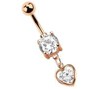 Bauchnabelpiercing ADELIA´S "Piercing - Bauchnabelpiercing Silber Herz Stein", gold, Piercings, Damen, Herz mit Stein, 10 mm Länge, 1,6 mm Stärke, Silber (88943620-0) gold