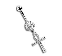 Bauchnabelpiercing ADELIA´S "Piercing Bauchnabelpiercing", silber, Piercings, Damen, onesize, Chirurgiestahl, Mit 7 mm gefasstem klarem Stein (20248052-0) silber