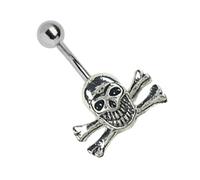 Bauchnabelpiercing ADELIA´S "Piercing Bauchnabelpiercing", silber, Piercings, Damen, onesize, Titan, Banane mit Totenkopf aus Pewter (58294761-0) silber