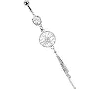 Bauchnabelpiercing ADELIA´S "Piercing - Bauchnabelpiercing Silber Traumfänger Stein", silber, Piercings, Damen, Traumfänger mit Stein, 10 mm Länge, Silber (62497257-0) silber
