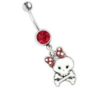 Bauchnabelpiercing ADELIA´S "Piercing - Bauchnabelpiercing Titan Totenkopf Zirkonia", rot, Piercings, Damen, Totenkopf mit Zirkonia, 8 mm Länge, 1,6 mm Stärke, Titan (28911765-0) rot