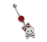Bauchnabelpiercing ADELIA´S "Piercing Piercing Bauchnabelpiercing", Damen, Gr. onesize, rot, Titan, Piercings, Titan Banane - Totenkopf Anhänger mit rotem Zirkonia (57437245-0) rot