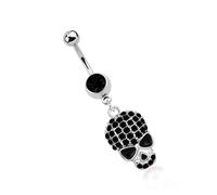 Bauchnabelpiercing ADELIA´S "Piercing Piercing Bauchnabelpiercing", Damen, Gr. onesize, schwarz, Chirurgiestahl, Piercings, 316l Stahl Banane - schwarz Totenkopf und Sonnenbrille (86624952-0) schwarz