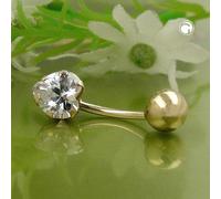 Bauchnabelpiercing Banana 20x6mm Banana Zirkonia-Herz 14Kt GOLD
