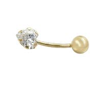 Bauchnabelpiercing Banana 20x6mm Banana Zirkonia-Herz 14Kt GOLD