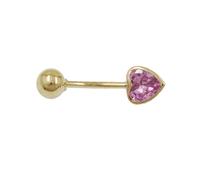 Bauchnabelpiercing Banana 20x6mm Zirkonia-Herz pink 14Kt GOLD