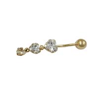 Bauchnabelpiercing Banana 35x6mm 3x Zirkonia 14Kt GOLD