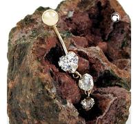 Bauchnabelpiercing Banana 35x6mm 3x Zirkonia 14Kt GOLD