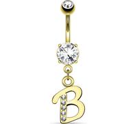 Bauchnabelpiercing Buchstaben beweglich Zirkonia Gold