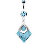 Bauchnabelpiercing Diamantform beweglich Türkis Halbedelstein