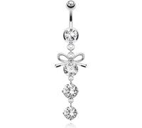 Bauchnabelpiercing Schleife beweglich Zirkonia Silber