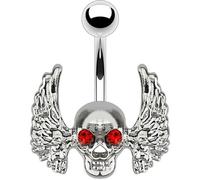 Bauchnabelpiercing Totenkopf Zirkonia Silber