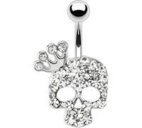 Bauchnabelpiercing Totenkopf Zirkonia Silber