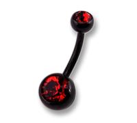 Bauchnabelpiercing ZEEME "Bauchnabelpiercing Chirurgiestahl schwarz Kristall", schwarz (schwarz, rot), Piercings, Damen, Edelstahl (749207-0) schwarz, rot