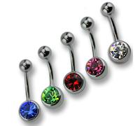 Bauchnabelpiercing ZEEME "Set 5-teilig 316L CHS Swarovski Kristalle", bunt (mehrfarbig, bunt), Piercings, Damen, Edelstahl (604221-0) mehrfarbig, bunt