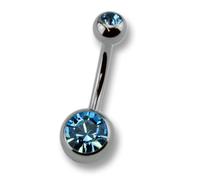 Bauchnabelpiercing ZEEME "Titan silberfarben Kristall dunkelblau", silber (silbergrau, blau), Piercings, Damen, Titan (595835-0) silbergrau, blau