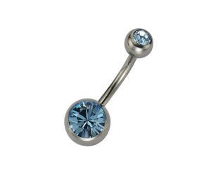 Bauchnabelpiercing ZEEME "Titan silberfarben Kristall hellblau", grau (grau, hellblau), Piercings, Damen, Titan (055582-0) grau, hellblau