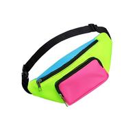 Bauchtasche 80er Jahre Damen - Bunte Neon Gürteltasche mit 2 Taschen, Retro Hüfttasche Verstellbar, Leichte wasserdichte Tasche für 90er Party & Festival