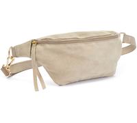 Bauchtasche ELBSAND "Umhängetasche, Ledertasche, Brusttasche, Crossbody Bag, Gürteltasche", Damen, Gr. B/H/T: 26cm x 12cm x 7cm, beige (sand), Veloursleder, unifarben, Taschen, Handtasche Damen zum Um