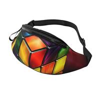 Bauchtasche für Damen, Mem Fashion Waist Packs Crossbody Magic Cube Puzzle Gürteltasche mit verstellbarem Gurt Hüfttasche, Schwarz, Einheitsgröße, Schwarz , Einheitsgröße
